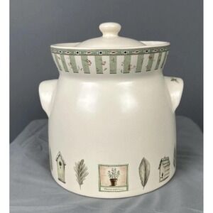 Pfaltzgraff Naturewood LargeCanister WLid Handles Vintage Cottage Kitchen Decor